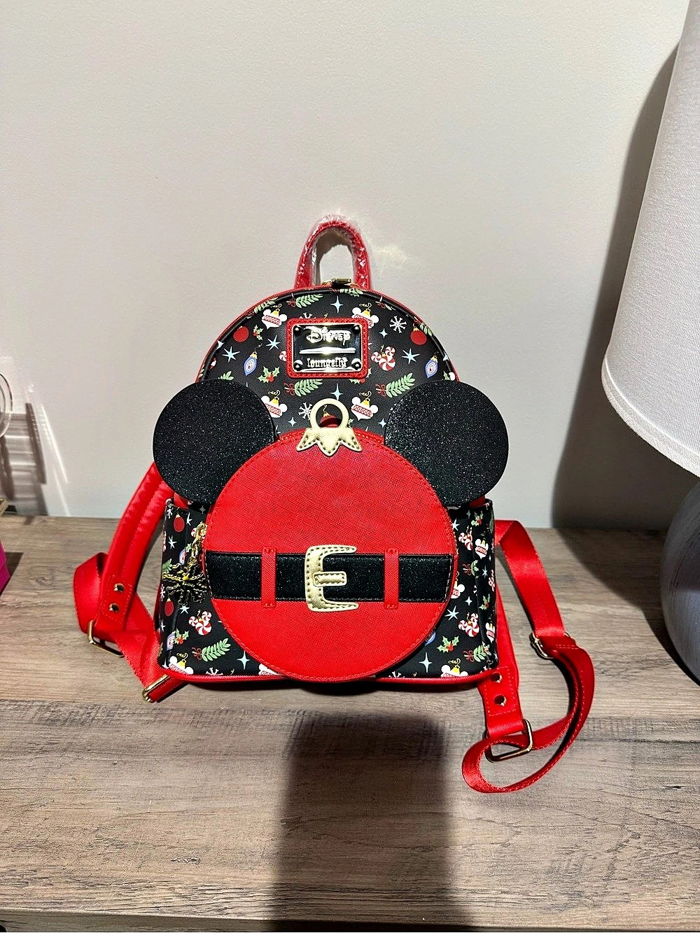 Loungefly Disney Mickey Mouse Holiday Mini Backpack Black & Red